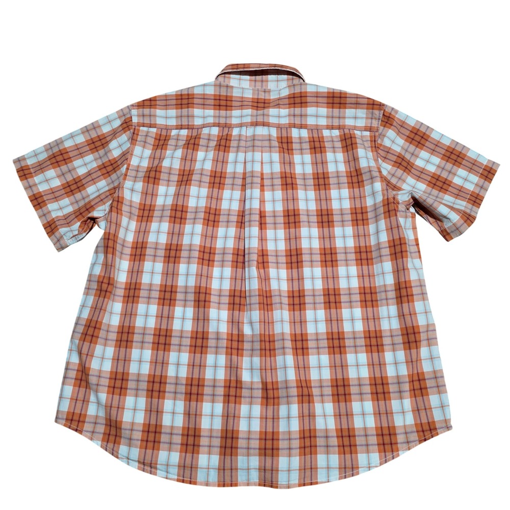 Carhartt MensPlaid Short Sleeve Button Up Shirt Orange White Cotton 2XL Workwear - Picture 2 of 10